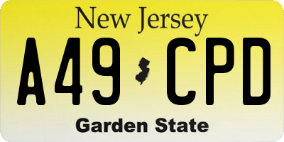 NJ license plate A49CPD