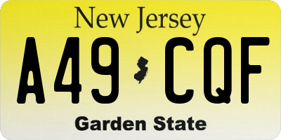 NJ license plate A49CQF