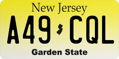 NJ license plate A49CQL
