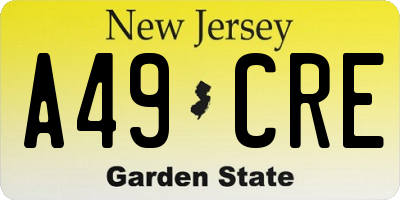 NJ license plate A49CRE