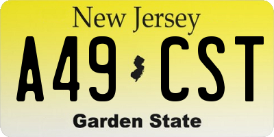 NJ license plate A49CST
