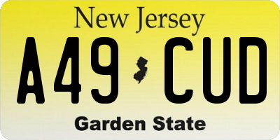 NJ license plate A49CUD