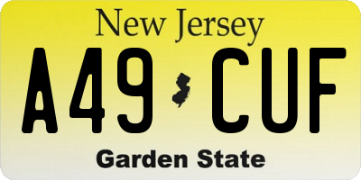 NJ license plate A49CUF