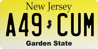 NJ license plate A49CUM