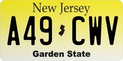 NJ license plate A49CWV