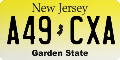 NJ license plate A49CXA