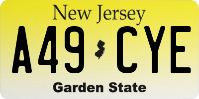 NJ license plate A49CYE