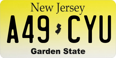 NJ license plate A49CYU