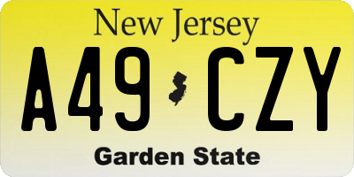 NJ license plate A49CZY