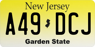 NJ license plate A49DCJ