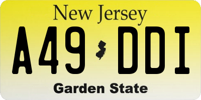 NJ license plate A49DDI