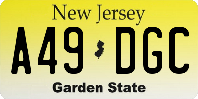NJ license plate A49DGC