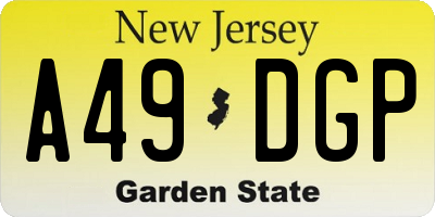 NJ license plate A49DGP