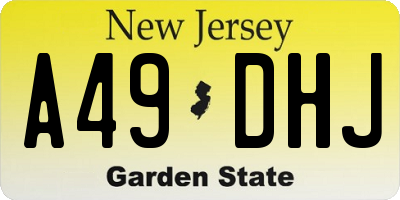 NJ license plate A49DHJ