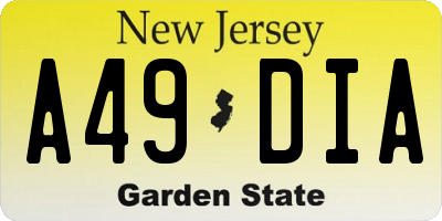 NJ license plate A49DIA