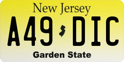 NJ license plate A49DIC