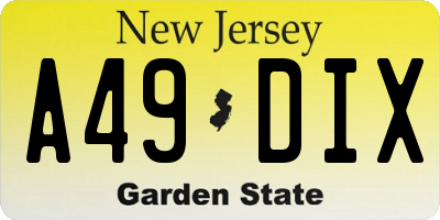 NJ license plate A49DIX