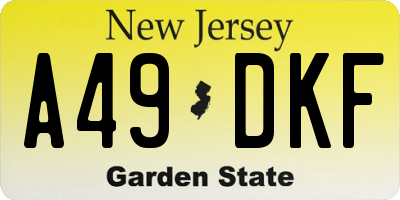 NJ license plate A49DKF