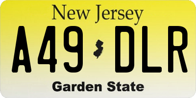 NJ license plate A49DLR
