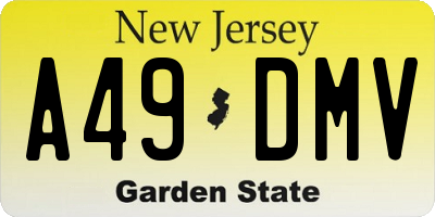 NJ license plate A49DMV