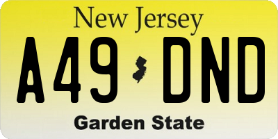 NJ license plate A49DND