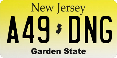 NJ license plate A49DNG