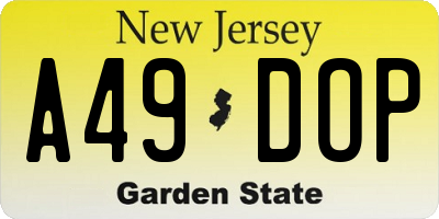 NJ license plate A49DOP