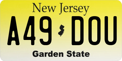 NJ license plate A49DOU