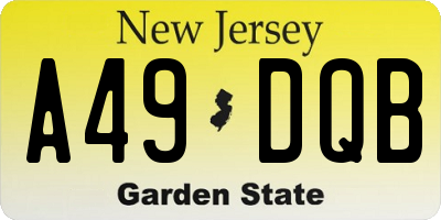 NJ license plate A49DQB