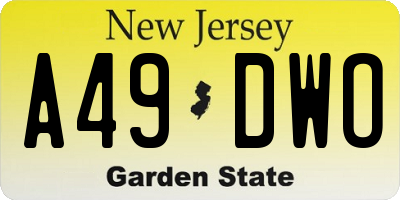 NJ license plate A49DWO