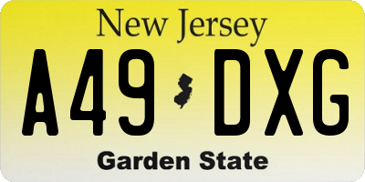 NJ license plate A49DXG