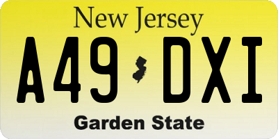 NJ license plate A49DXI
