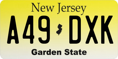 NJ license plate A49DXK