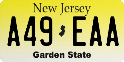 NJ license plate A49EAA