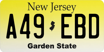 NJ license plate A49EBD