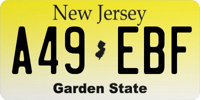 NJ license plate A49EBF