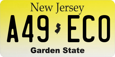 NJ license plate A49ECO