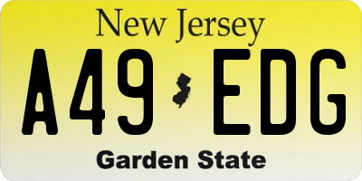 NJ license plate A49EDG