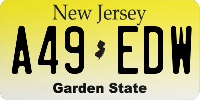 NJ license plate A49EDW