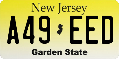 NJ license plate A49EED