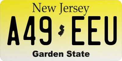 NJ license plate A49EEU