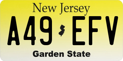 NJ license plate A49EFV