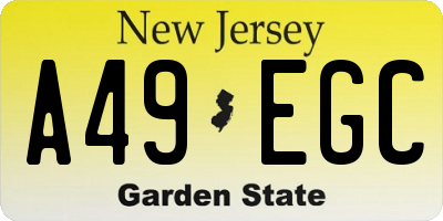 NJ license plate A49EGC