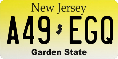 NJ license plate A49EGQ