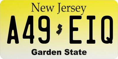 NJ license plate A49EIQ
