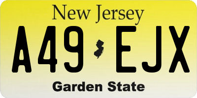 NJ license plate A49EJX
