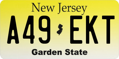 NJ license plate A49EKT