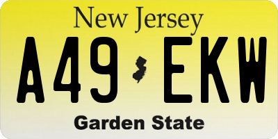 NJ license plate A49EKW