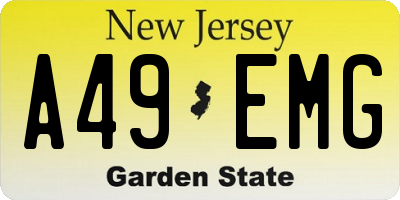 NJ license plate A49EMG