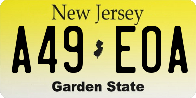 NJ license plate A49EOA